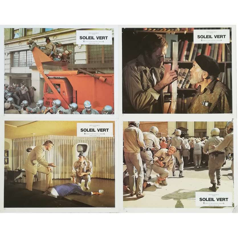 SOYLENT GREEN Original Lobby Cards x4 - 9x12 in. - 1973 - Richard Fleisher, Charlton Heston