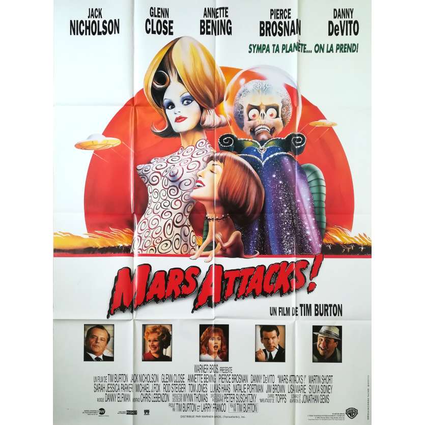 MARS ATTACKS Original Movie Poster - 47x63 in. - 1996 - Tim Burton, Jack Nicholson