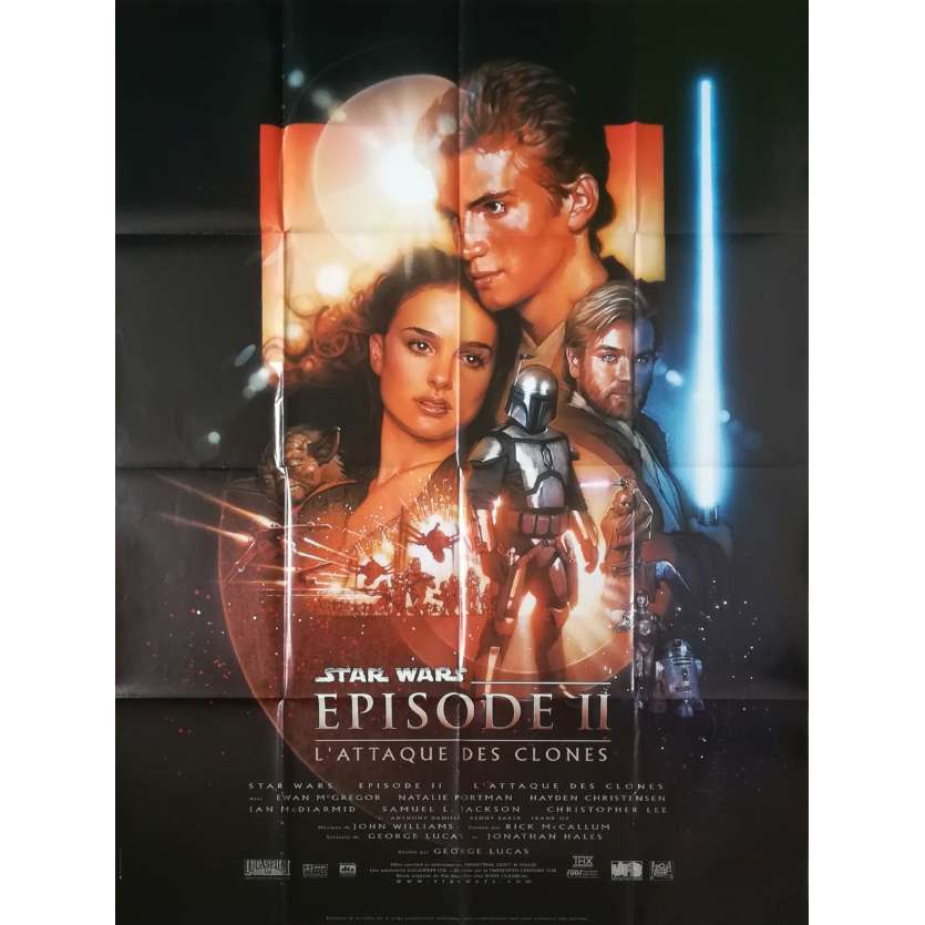 STAR WARS - L'ATTAQUE DES CLONES Affiche de film - 120x160 cm. - 2002 - Natalie Portman, George Lucas