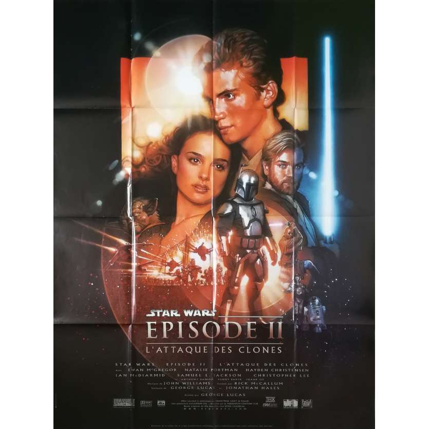 STAR WARS - L'ATTAQUE DES CLONES Affiche de film  - 120x160 cm. - 2002 - Natalie Portman, George Lucas