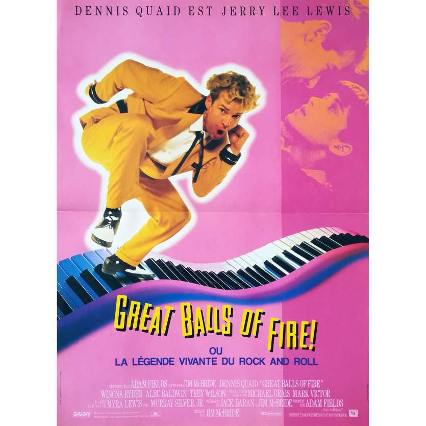 GREAT BALLS OF FIRE Original Movie Poster  - 15x21 in. - 1989 - Jim McBride, Dennis Quaid, Winona Rider