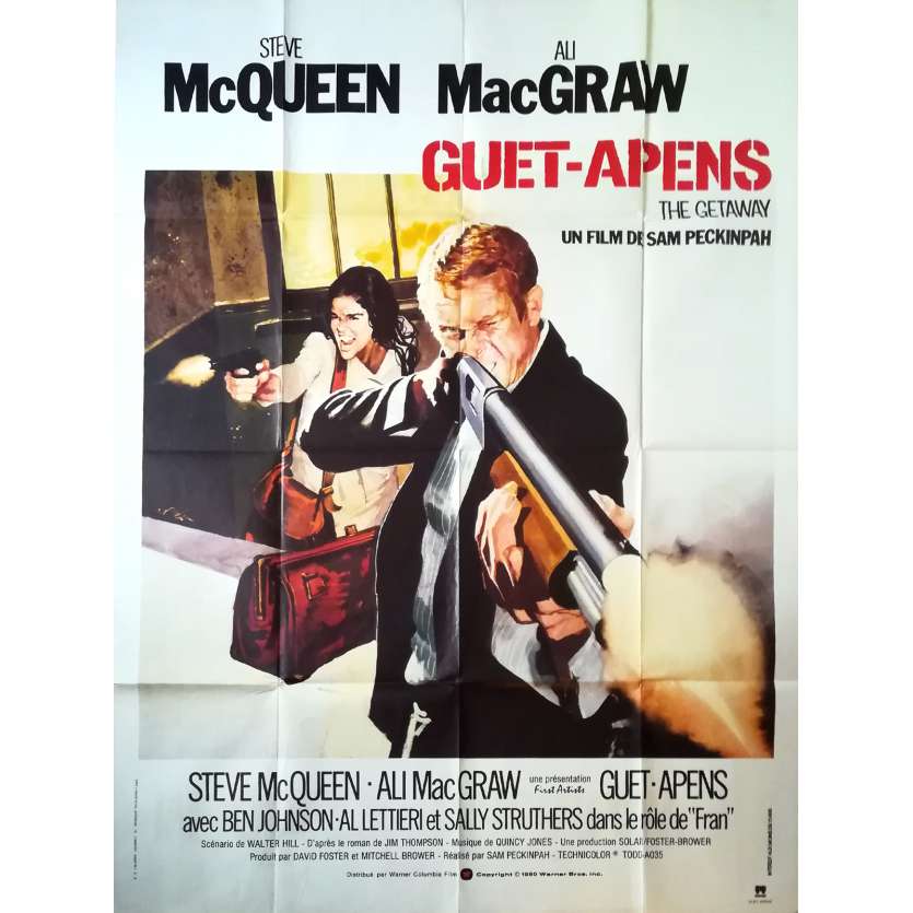 THE GETAWAY Original Movie Poster  - 47x63 in. - R1980 - Sam Peckinpah, Steve McQueen