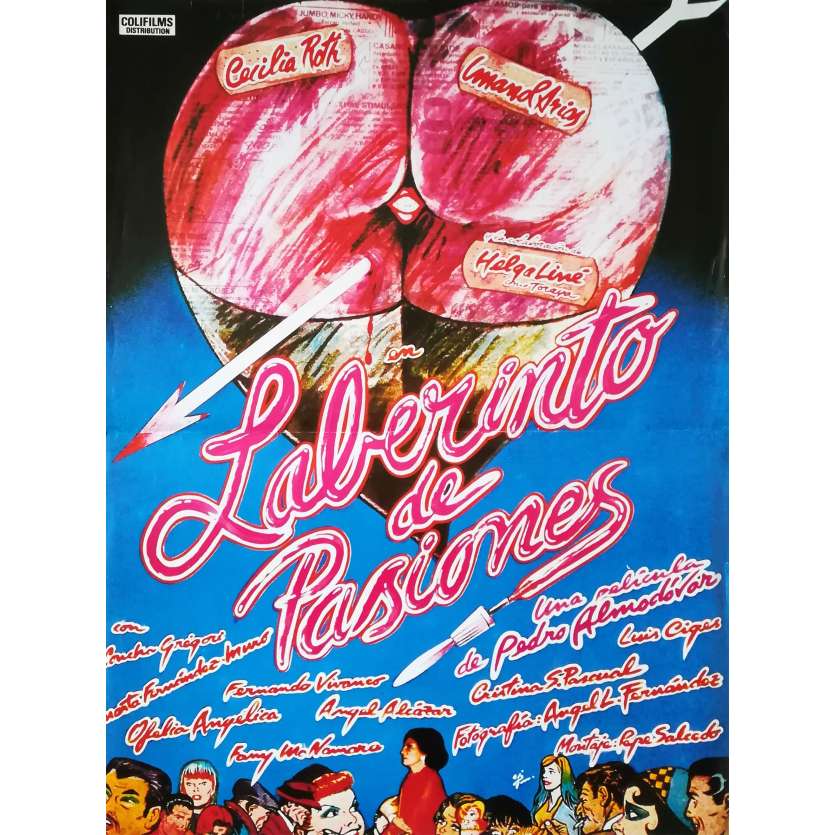 LABYRINTH OF PASSION Original Movie Poster Spanish Style - 15x21 in. - 1982 - Pedro Almodovar, Cecilia Roth