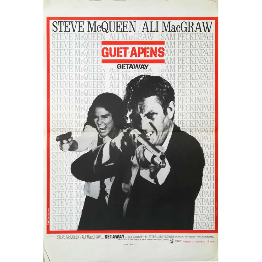 THE GETAWAY Original Movie Poster - 15x21 in. - 1972 - Sam Peckinpah, Steve McQueen