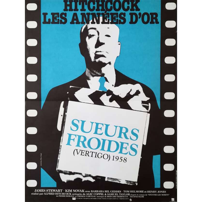 SUEURS FROIDES Affiche de film  - 40x60 cm. - R1980 - James Stewart, Alfred Hitchcock