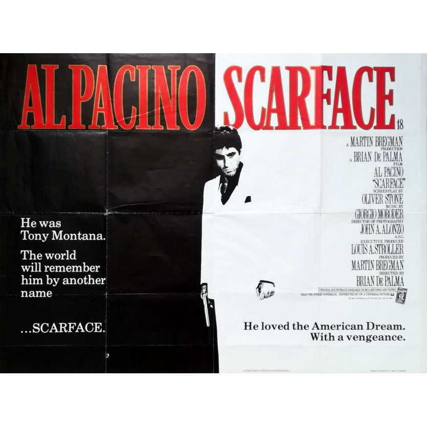 SCARFACE Original Movie Poster  - 30x40 in. - 1983 - Brian de Palma, Al Pacino