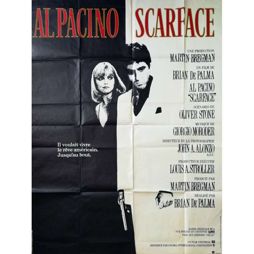 SCARFACE Affiche de film - 120x160 cm. - 1983 - Al Pacino, Brian de Palma