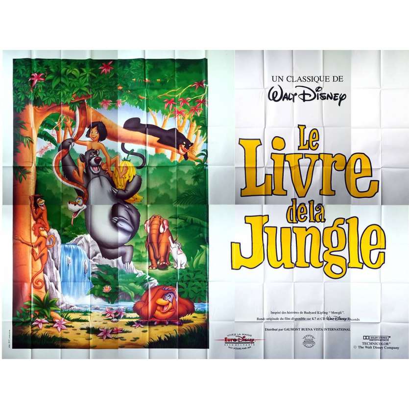 LE LIVRE DE LA JUNGLE Affiche géante 4x3M - R1980 - Walt Disney, Jungle book Poster