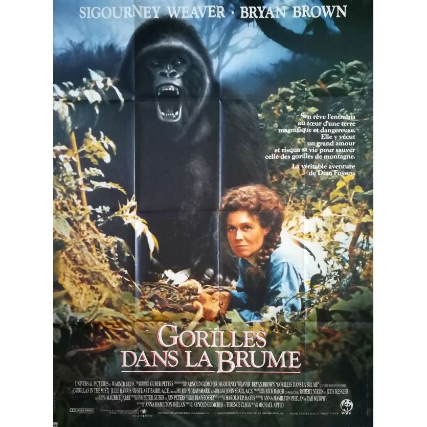 GORILLES DANS LA BRUME Affiche de film  - 120x160 cm. - 1988 - Sigourney Weaver, Michael Apted