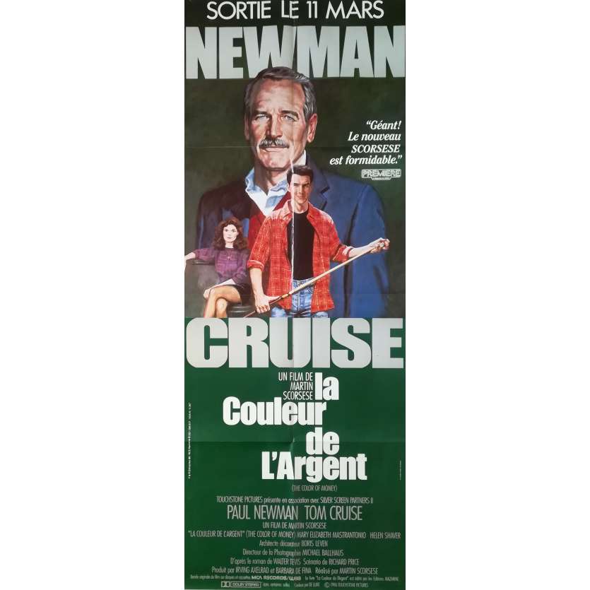 THE COLOR OF MONEY Original Movie Poster  - 23x63 in. - 1986 - Martin Scorsese, Paul Newman