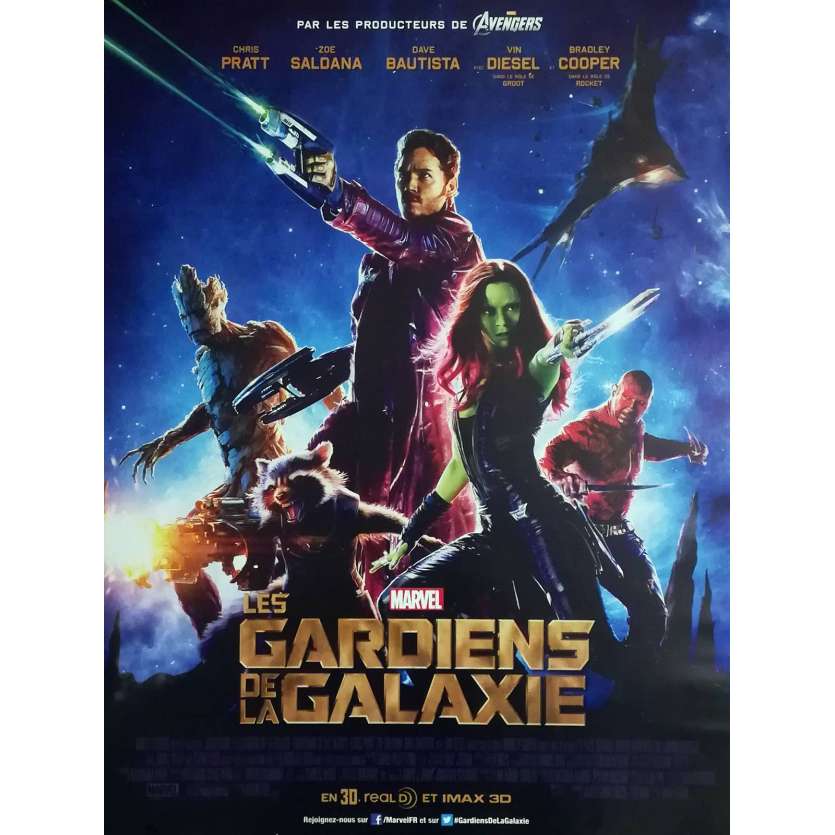 GUARDIANS OF THE GALAXY Original Movie Poster  - 15x21 in. - 2014 - James Gunn, Chris Pratt
