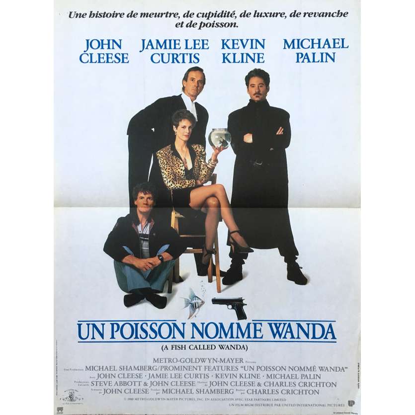 UN POISSON NOMMÉ WANDA Affiche de film 40x60 - 1988 - John Cleese, Jamie Lee Curtis