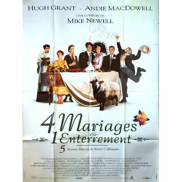 4 MARIAGES ET 1 ENTERREMENT Affiche de film - 120x160 cm. - 1994 - Hugh Grant, Mike Newell