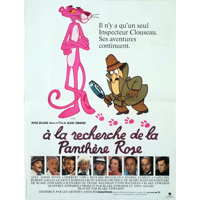 A LA RECHERCHE DE LA PANTHERE ROSE Affiche de film  - 40x60 cm. - 1982 - Peter Sellers, Blake Edwards