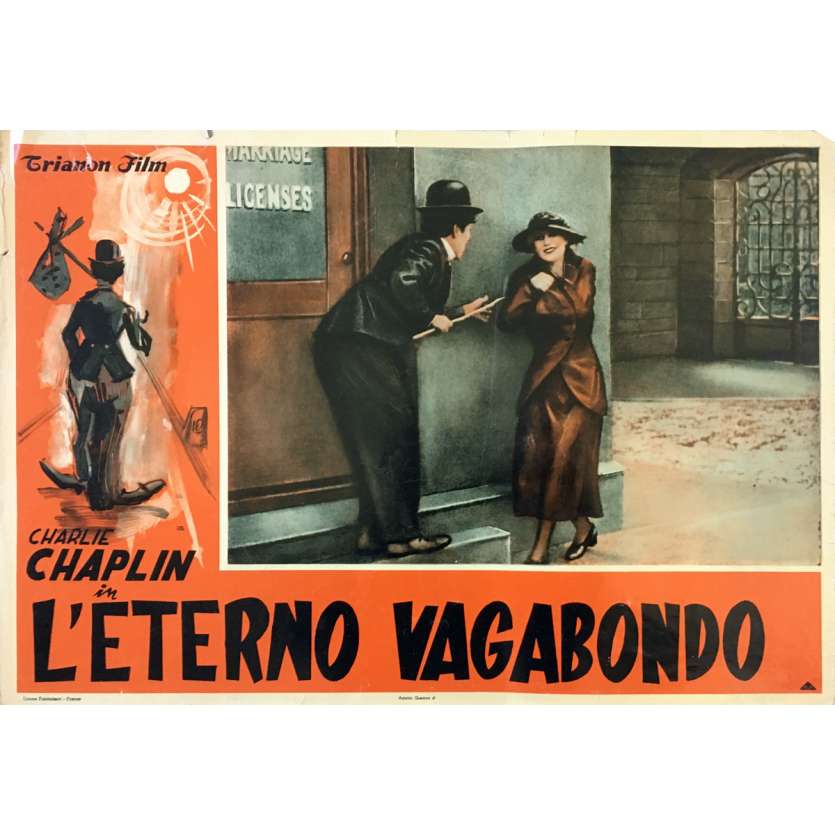 THE TRAMP Original Photobusta Poster N01 - 18x26 in. - R1950 - Charlie Chaplin, Charlot
