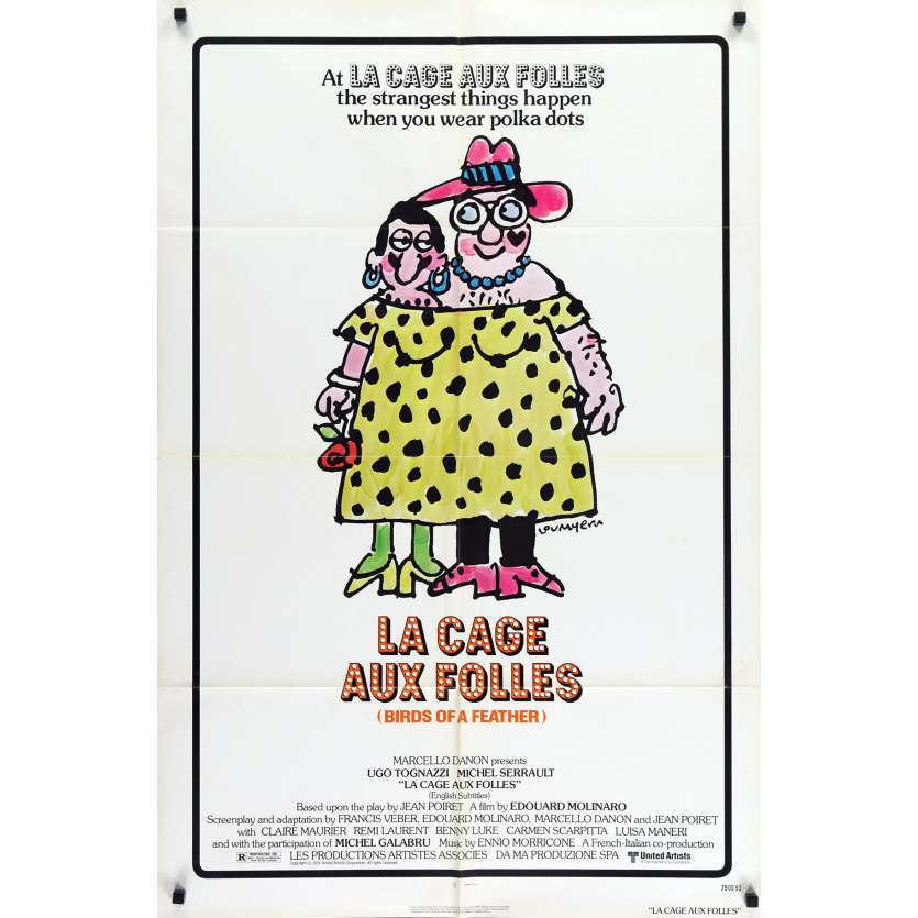 BIRDCAGE Original Movie Poster  - 27x40 in. - 1978 - Edouard Molinaro, Michel Serrault