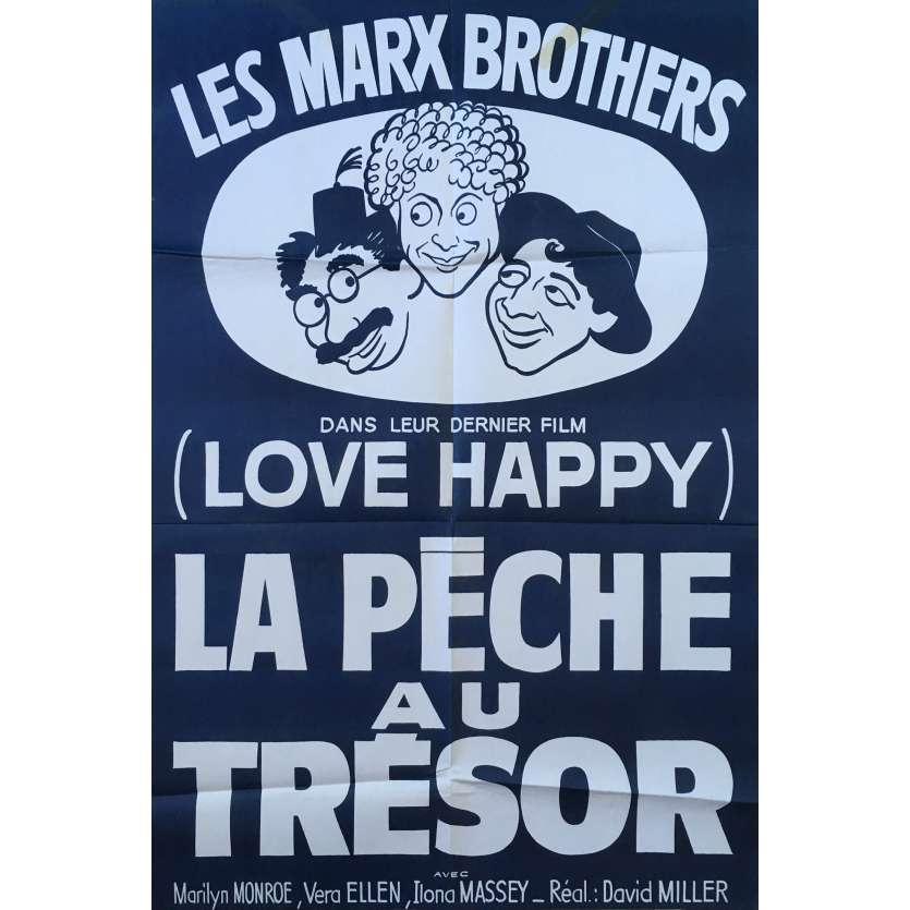 LOVE HAPPY Original Movie Poster  - 32x47 in. - 1949 - The Marx Brothers, Marilyn Monroe