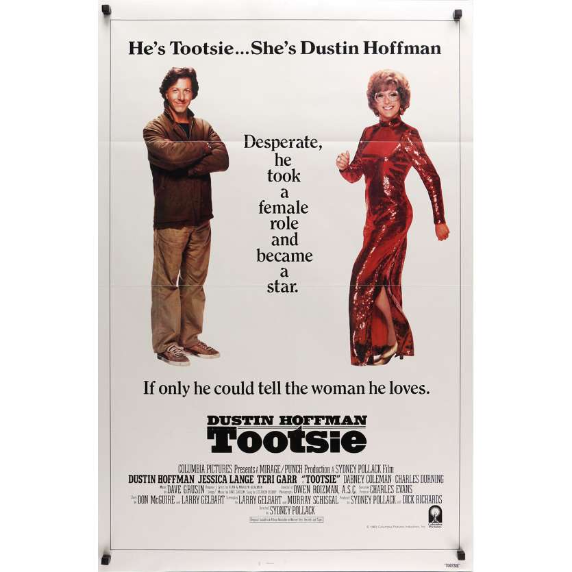 TOOTSIE Original Movie Poster  - 27x40 in. - 1982 - Sydney Pollack, Dustin Hoffman