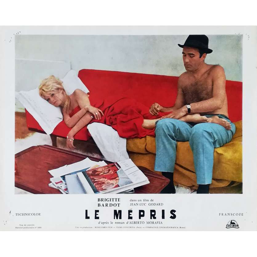 CONTEMPT Original Lobby Card N03 - 10x12 in. - 1963 - Jean-Luc Godard, Brigitte Bardot