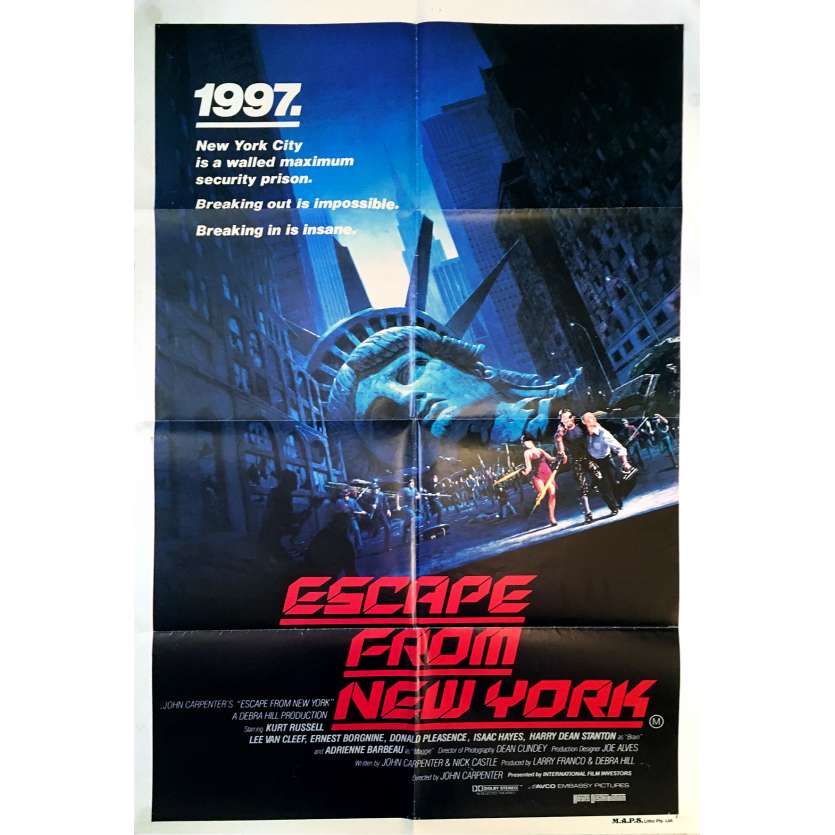 ESCAPE FROM NEW-YORK Original Movie Poster - 29x40 in. - 1981 - John Carpenter, Kurt Russel