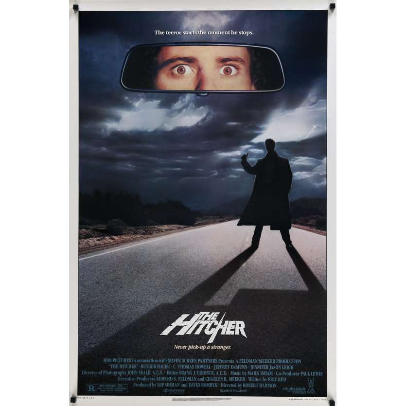 THE HITCHER Original Movie Poster  - 27x40 in. - 1986 - Robert harmon, Rutger Hauer