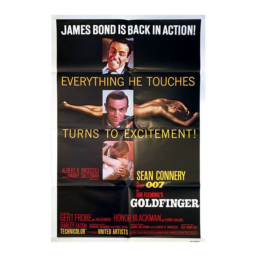 GOLDFINGER Affiche de film - 69x102 cm. - R1980 - Sean Connery, Guy Hamilton