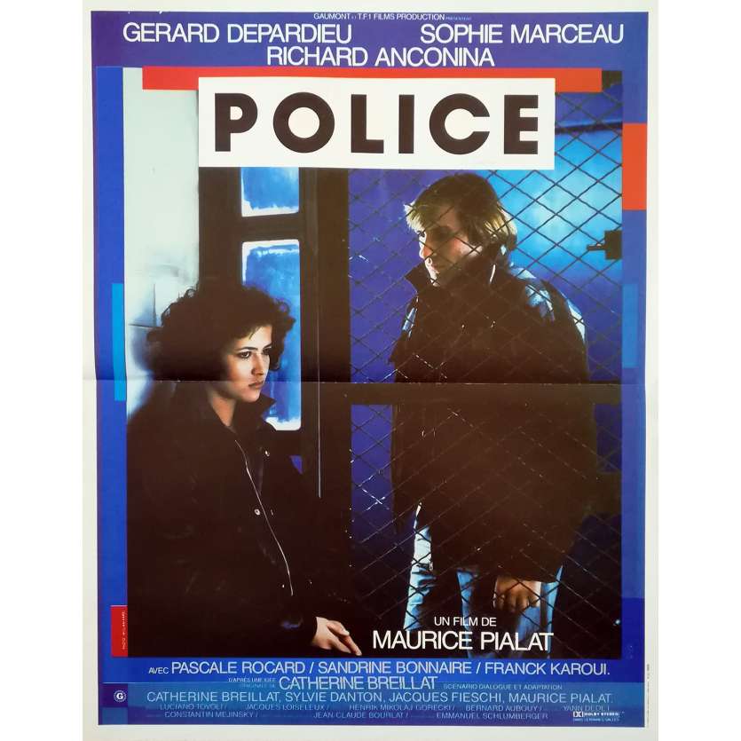 POLICE Affiche de film - 40x60 cm. - 1985 - Gérard Depardieu, Maurice Pialat