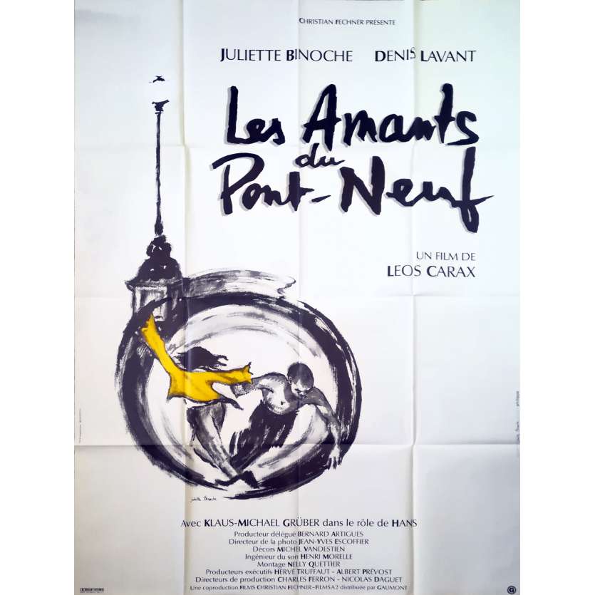 LES AMANTS DU PONT-NEUF Affiche de film  - 120x160 cm. - 1991 - Juliette Binoche, Leos carax