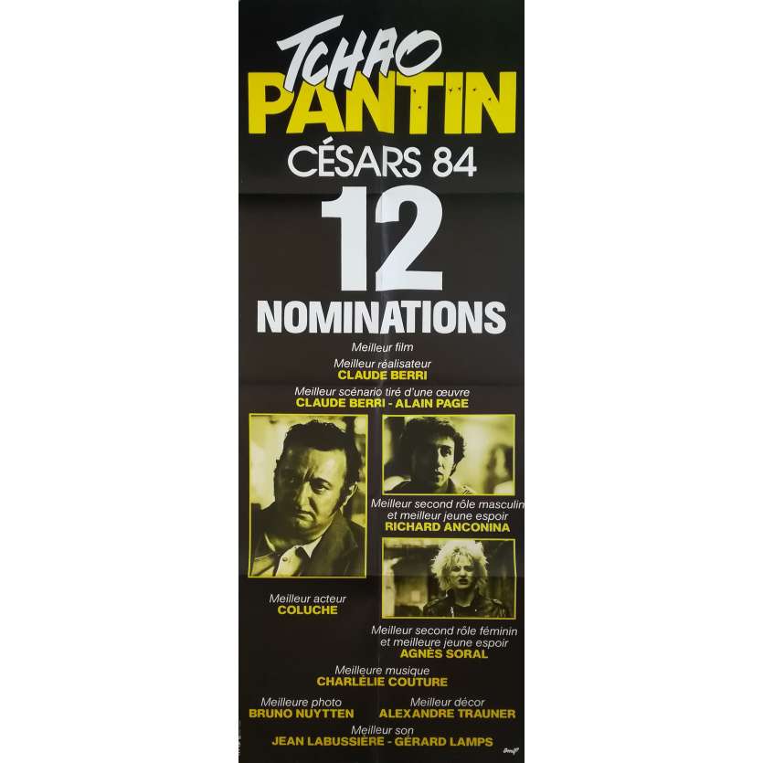 TCHAO PANTIN Affiche de film  - 60x160 cm. - 1983 - Coluche, Claude Berri