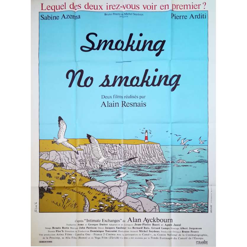 SMOKING NO SMOKING Original Movie Poster - 47x63 in. - 1993 - Alain Resnais, Sabine Azema