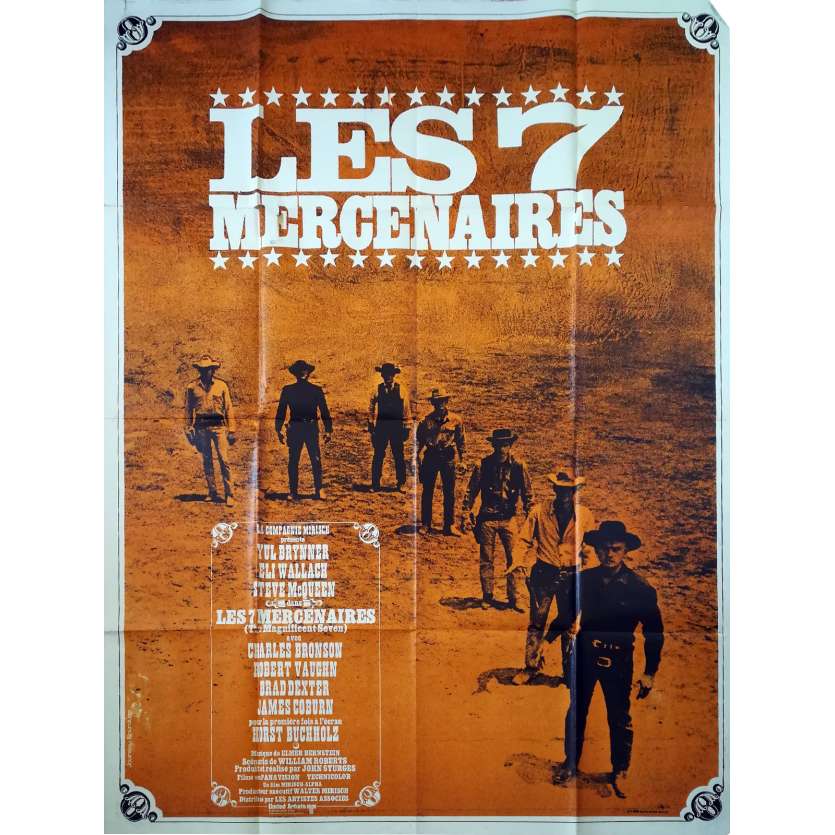 LES 7 MERCENAIRES Affiche de film - 120x160 cm. - 1960 - Steve McQueen, John Sturges