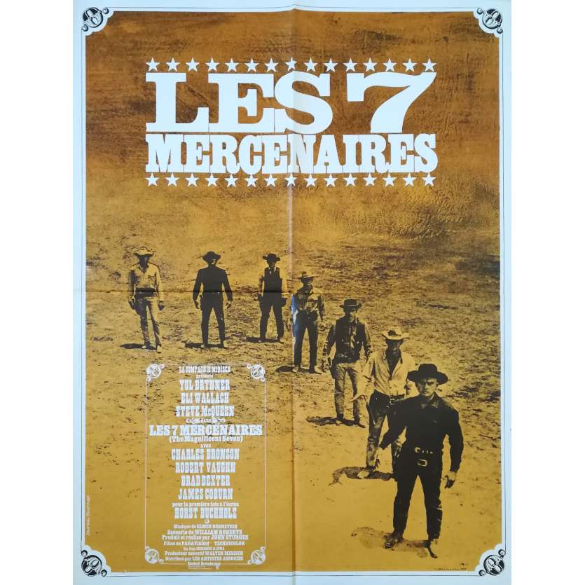 LES 7 MERCENAIRES Affiche de film - 60x80 cm. - 1960 - Steve McQueen, John Sturges
