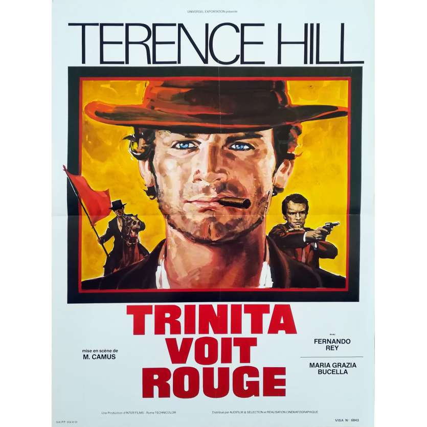 TRINITY SEES RED Original Movie Poster  - 15x21 in. - 1970 - Mario Camus, Terence Hill