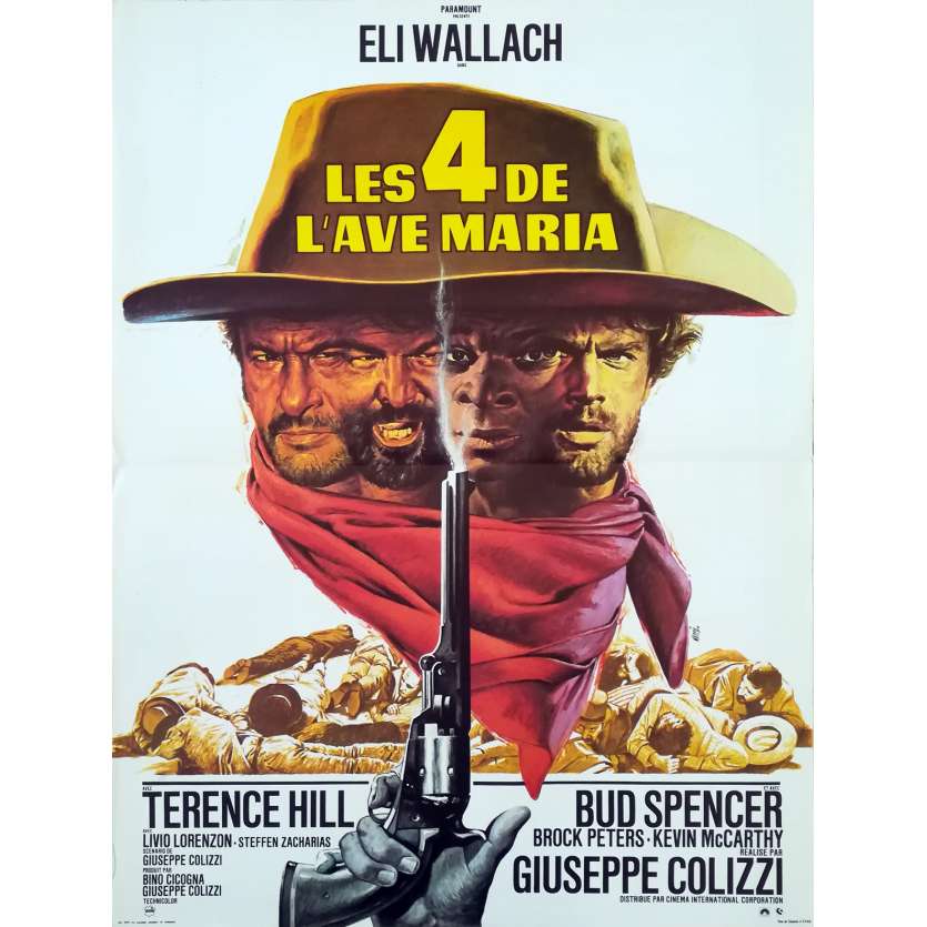 LES 4 DE L'AVE MARIA Affiche de film 40x60 - 1968 - Terence Hill Bud Spencer western spaghetti