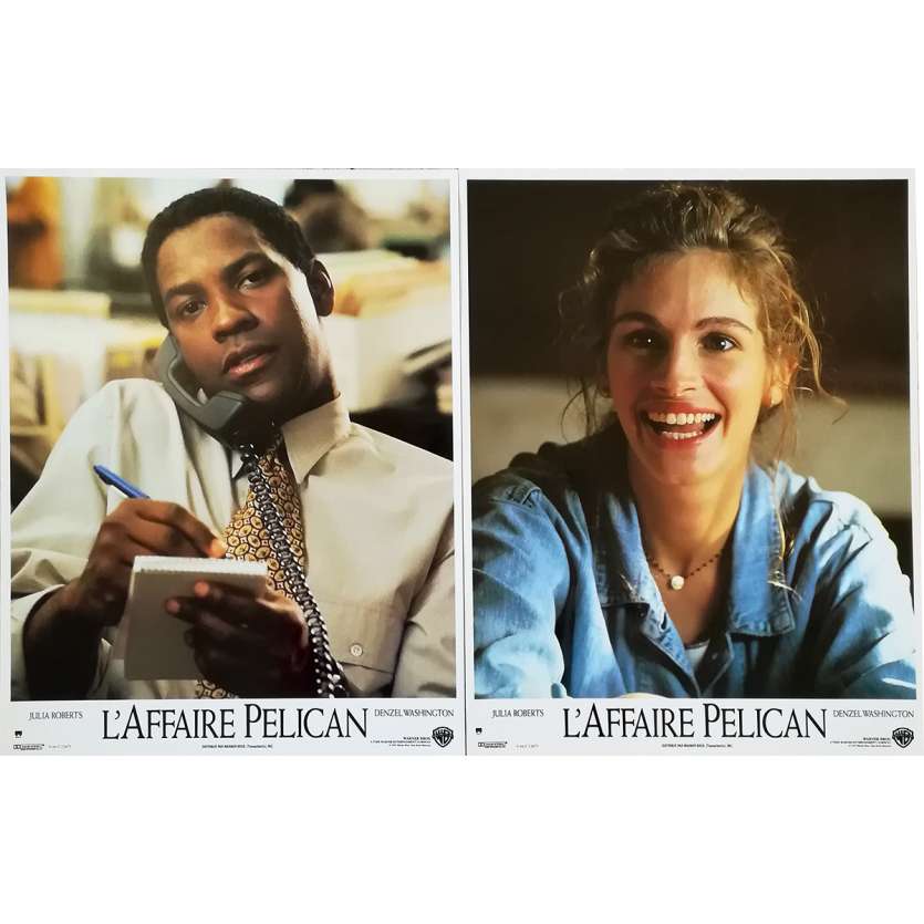 THE PELICAN BRIEF Original Lobby Cards x2 - 9x12 in. - 1993 - Alan J. Pakula, Julia Roberts