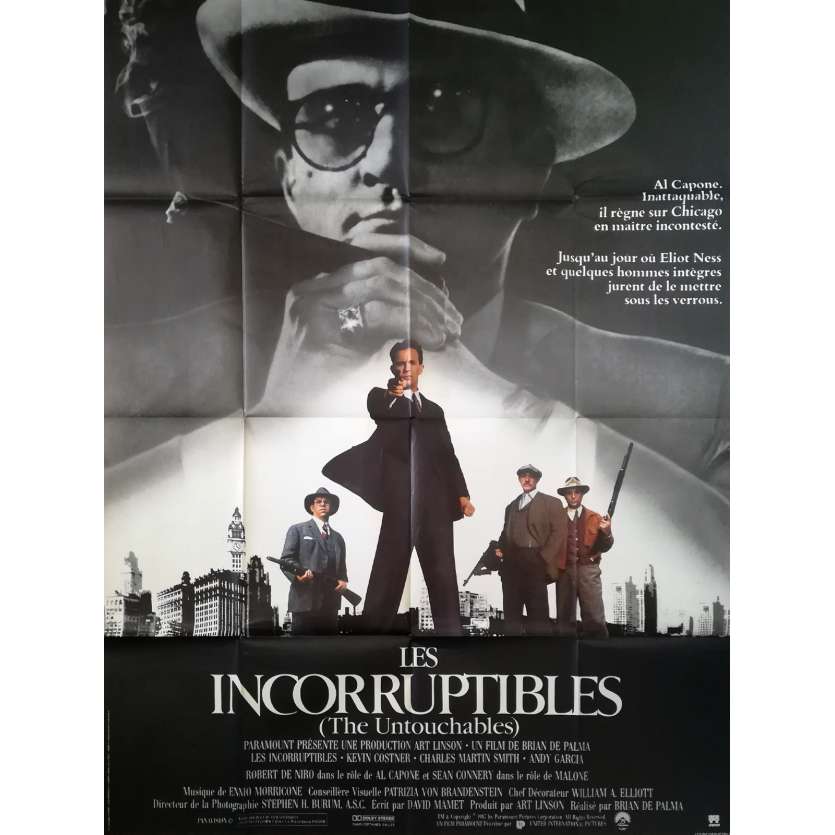 LES INCORRUPTIBLES Affiche de film - 120x160 cm. - 1987 - Kevin Costner, Brian de Palma