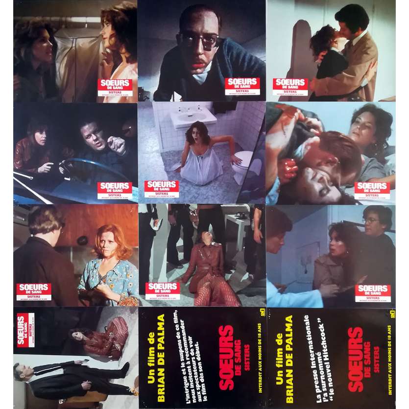 SISTERS Original Lobby Cards x12 - 9x12 in. - 1970 - Brian de Palma, Margot Kidder