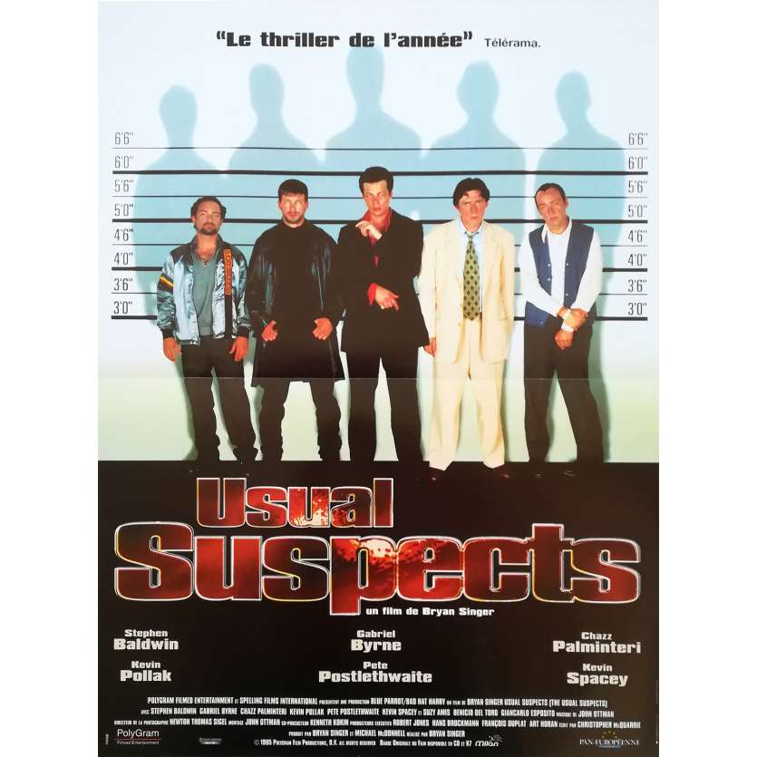 THE USUAL SUSPECTS Original Movie Poster  - 15x21 in. - 1995 - Bryan Singer, Kevin Spacey
