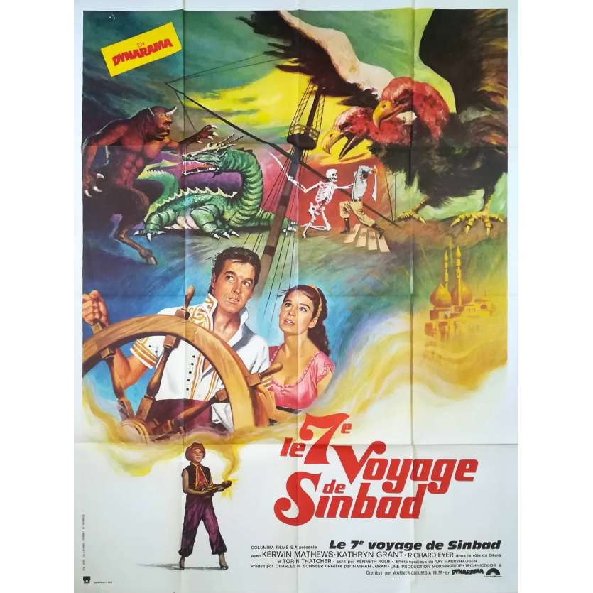 7th VOYAGE OF SINBAD Movie Poster 47x63 in. French - 1975 - Ray Harryhausen, Kervin Mathews