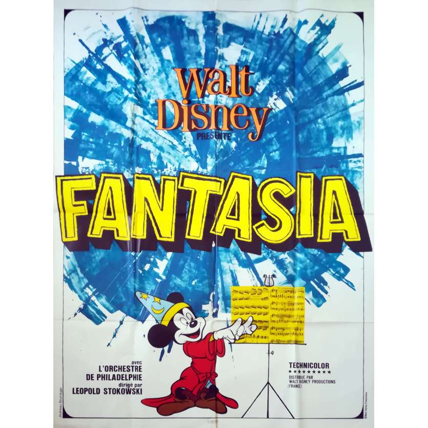 FANTASIA Original Movie Poster - 47x63 in. - R1982 - Walt Disney, Deems Taylor