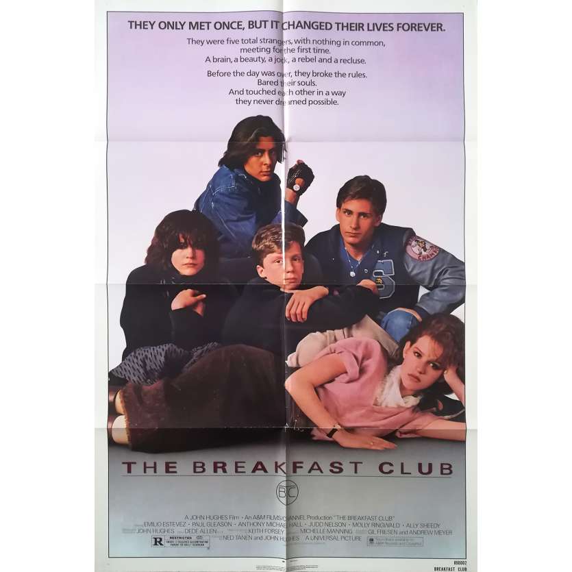 THE BREAKFAST CLUB Original Movie Poster  - 27x40 in. - 1985 - John Hugues, Molly Ringwald