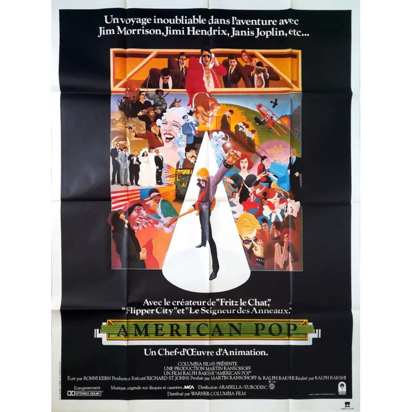 AMERICAN POP Affiche de film - 120x160 cm. - 1981 - Mews Small, Ralph Bakshi