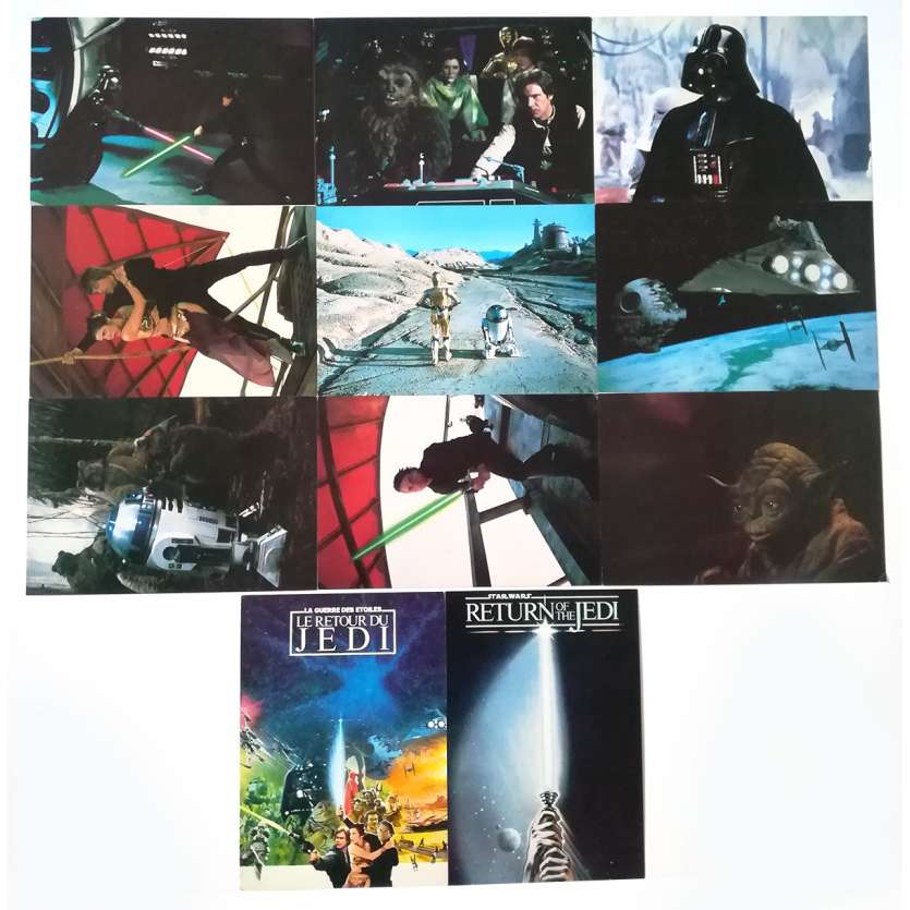 STAR WARS - LE RETOUR DU JEDI Cartes Postales x11 - 9x14 cm. - 1983 - Harrison Ford, Richard Marquand