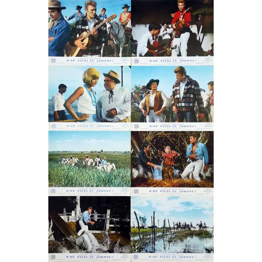 D'OU VIENS-TU JOHNNY Photos de film x8 - 24x30 cm. - 1963 - Johnny Hallyday, Sylvie Vartan, Noël Howard