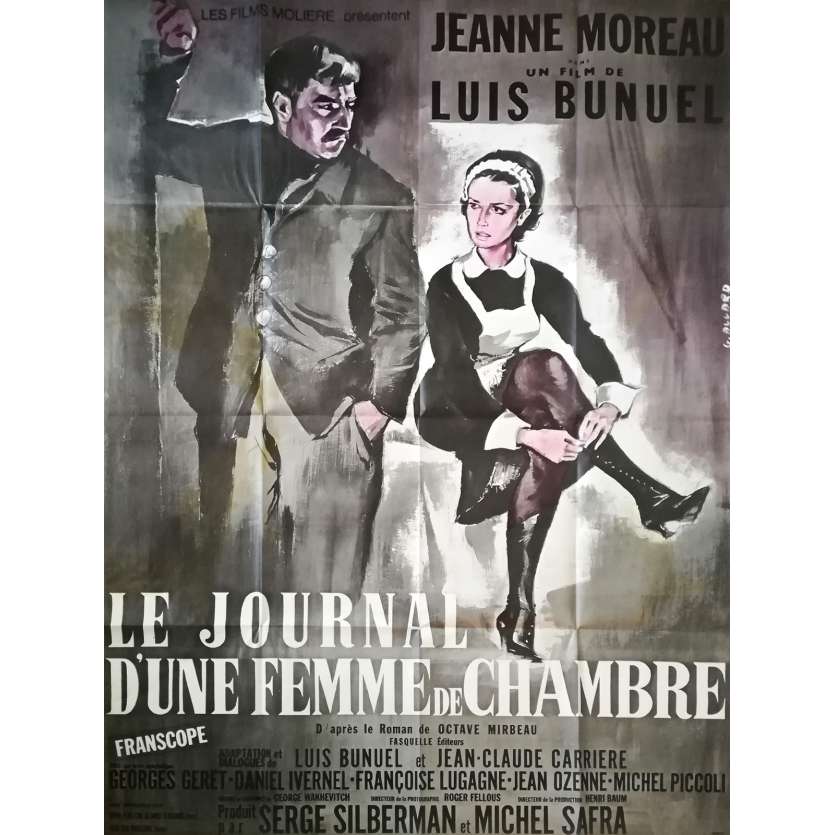 LE JOURNAL D'UNE FEMME DE CHAMBRE Original Movie Poster  - 47x63 in. - 1964 - Luis Buñuel, Jeanne Moreau