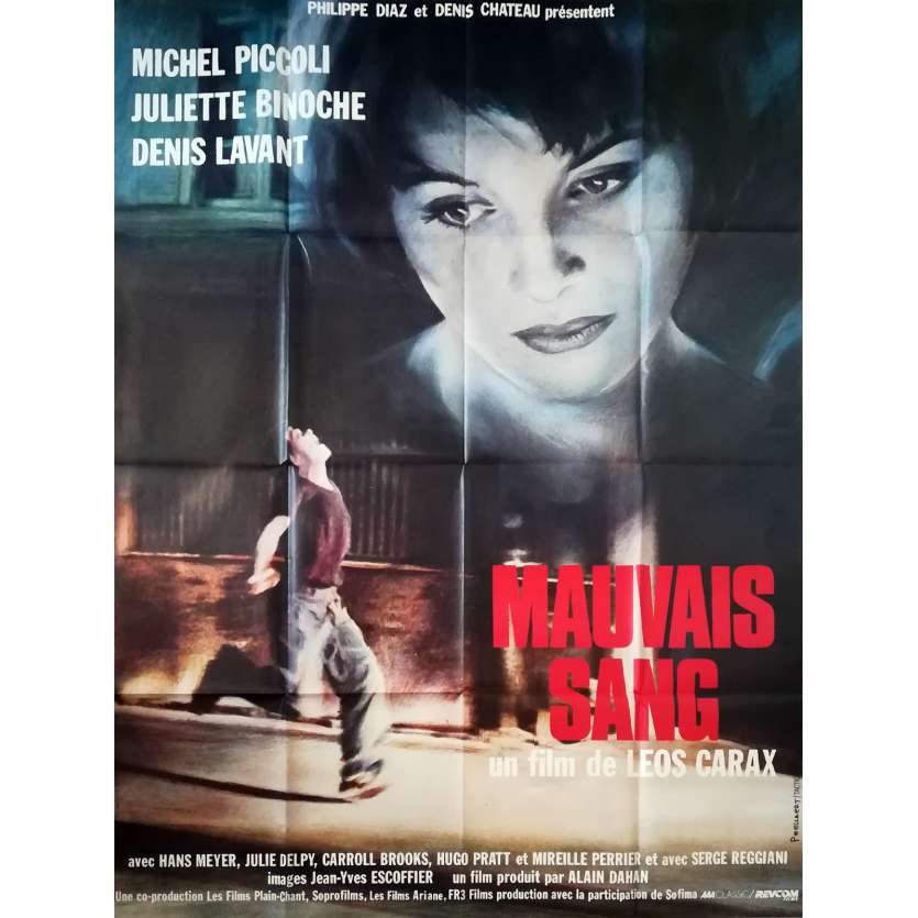 MAUVAIS SANG Original Movie Poster  - 47x63 in. - 1986 - Leos Carax, Juliette Binoche