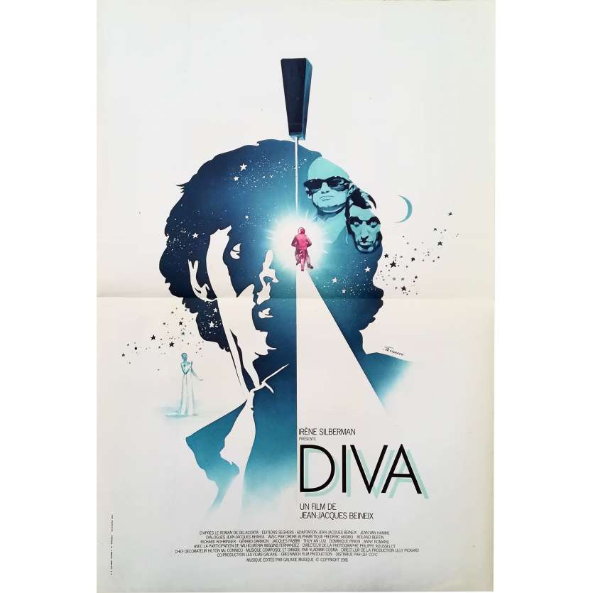 DIVA Original Movie Poster - 15x21 in. - 1981 - Jean-Jacques Beineix, Jean-Hugues Anglade