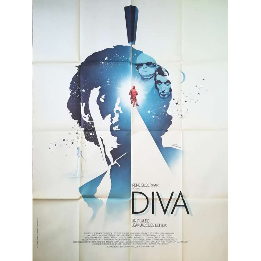 DIVA Original Movie Poster  - 47x63 in. - 1981 - Jean-Jacques Beineix, Jean-Hugues Anglade