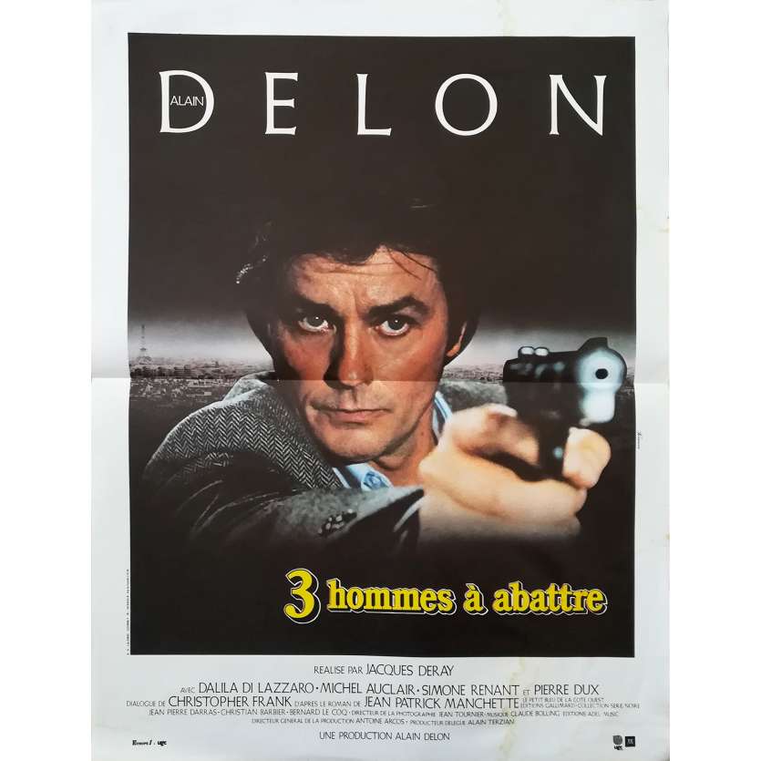 THREE MEN TO KILL Original Movie Poster  - 15x21 in. - 1980 - Jacques Deray, Alain Delon