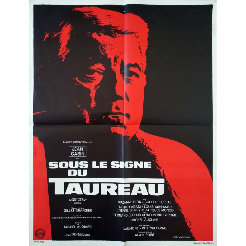 SOUS LE SIGNE DU TAUREAU Affiche de film  - 60x80 cm. - 1969 - Jean Gabin, Gilles Grangier